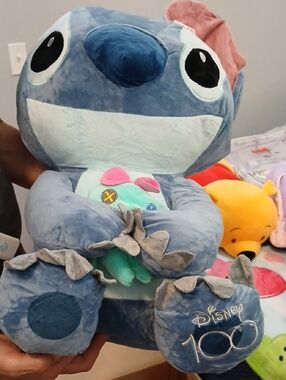 Disney Blue Stitch Plush with Embroidered 100 Detail